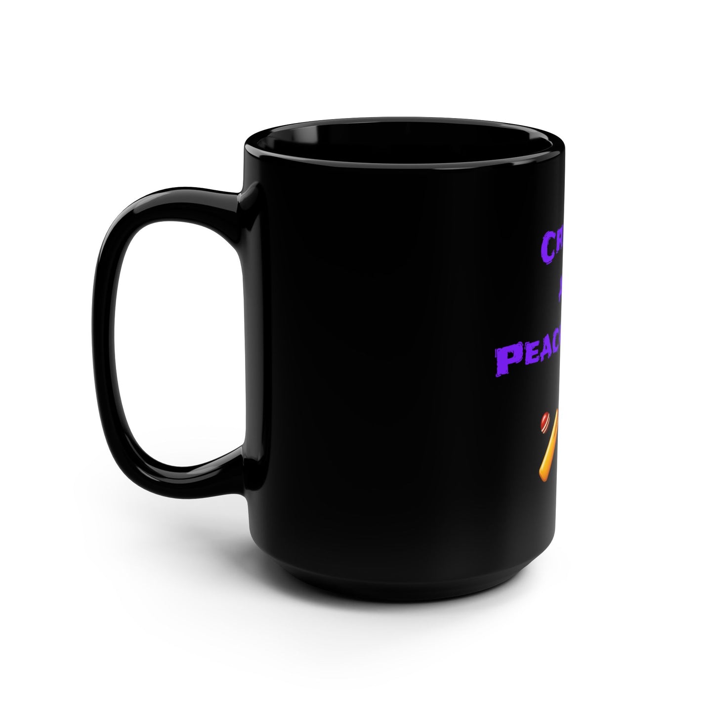 Cricket & Peaches Fan 🏏 🍑 – Black Mug 15oz