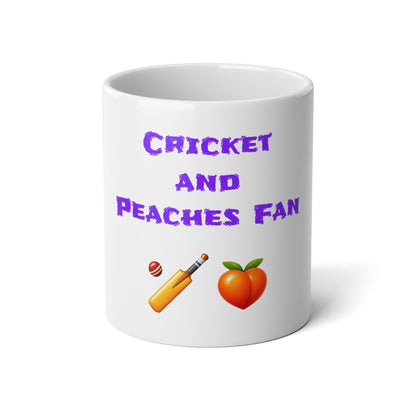 Cricket & Peaches Fan 🏏 🍑 – White Jumbo Mug 20oz