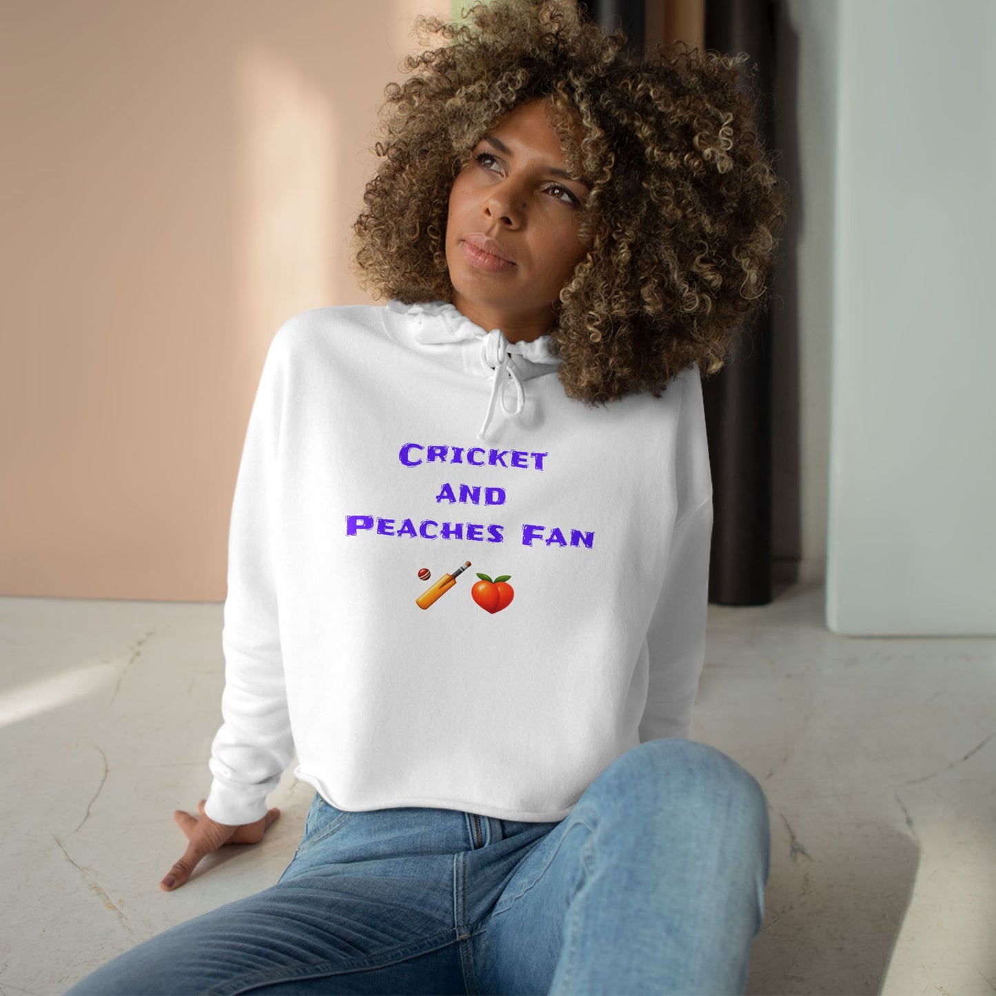 Cricket & Peaches Fan 🏏 🍑 – Crop Hoodie