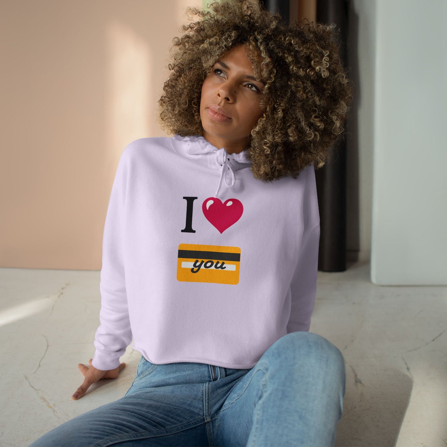I 🩷 you 💳 – Crop Hoodie