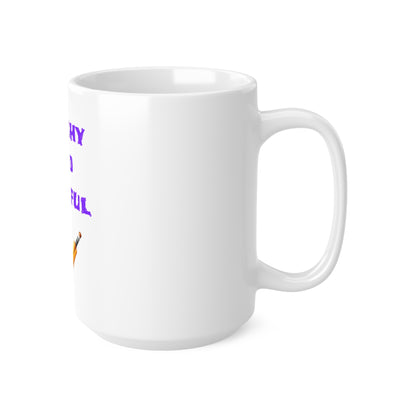 Peachy & Playful 🍑 🏏 – White Mug 15oz