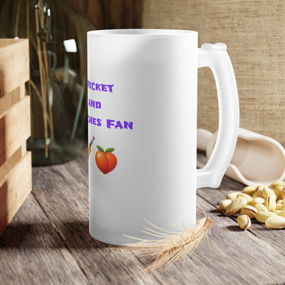 Cricket & Peaches Fan 🏏 🍑 – Frosted Glass Beer Mug 16oz