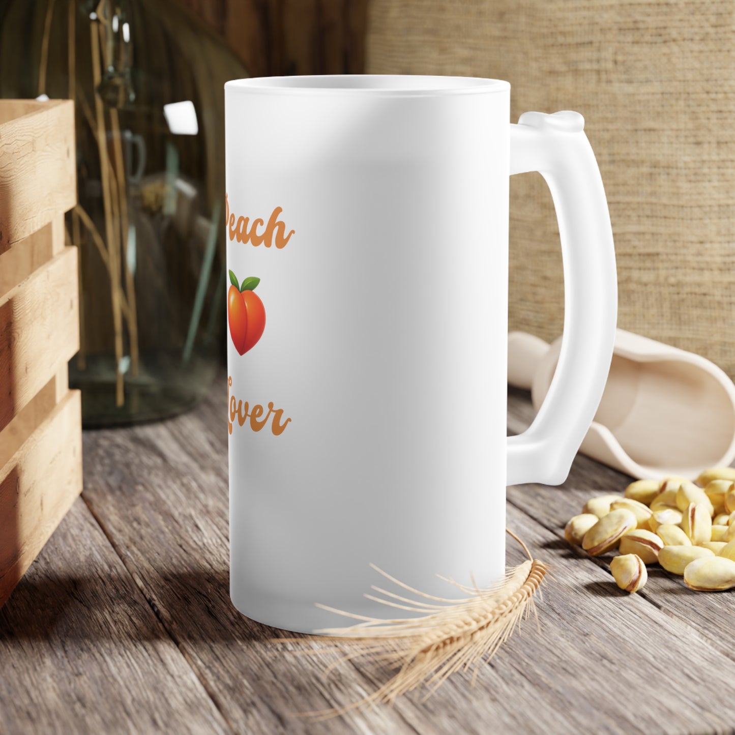 Peach 🍑 Lover – Frosted Glass Beer Mug 16oz