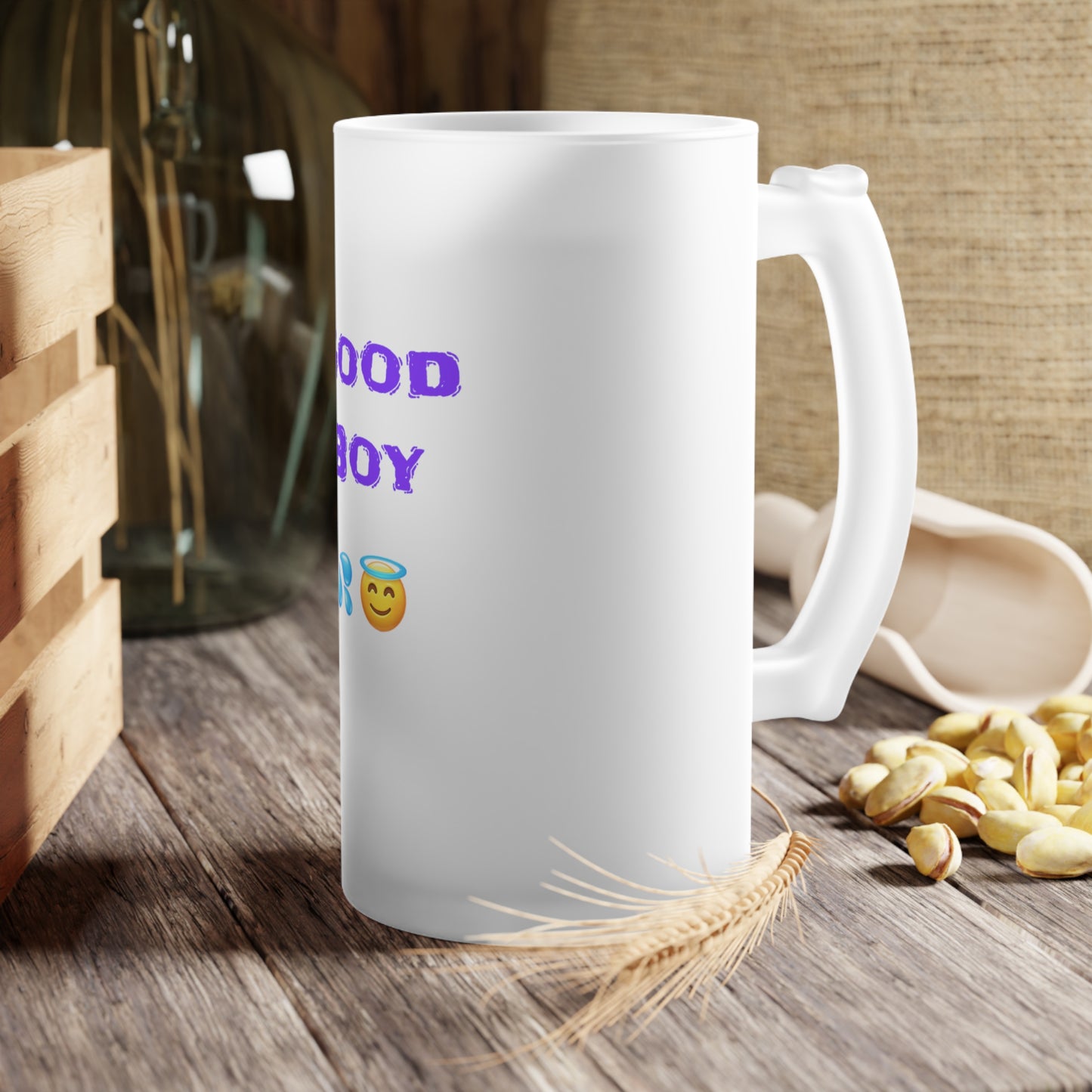 Good Boy 😇 – Frosted Glass Beer Mug 16oz