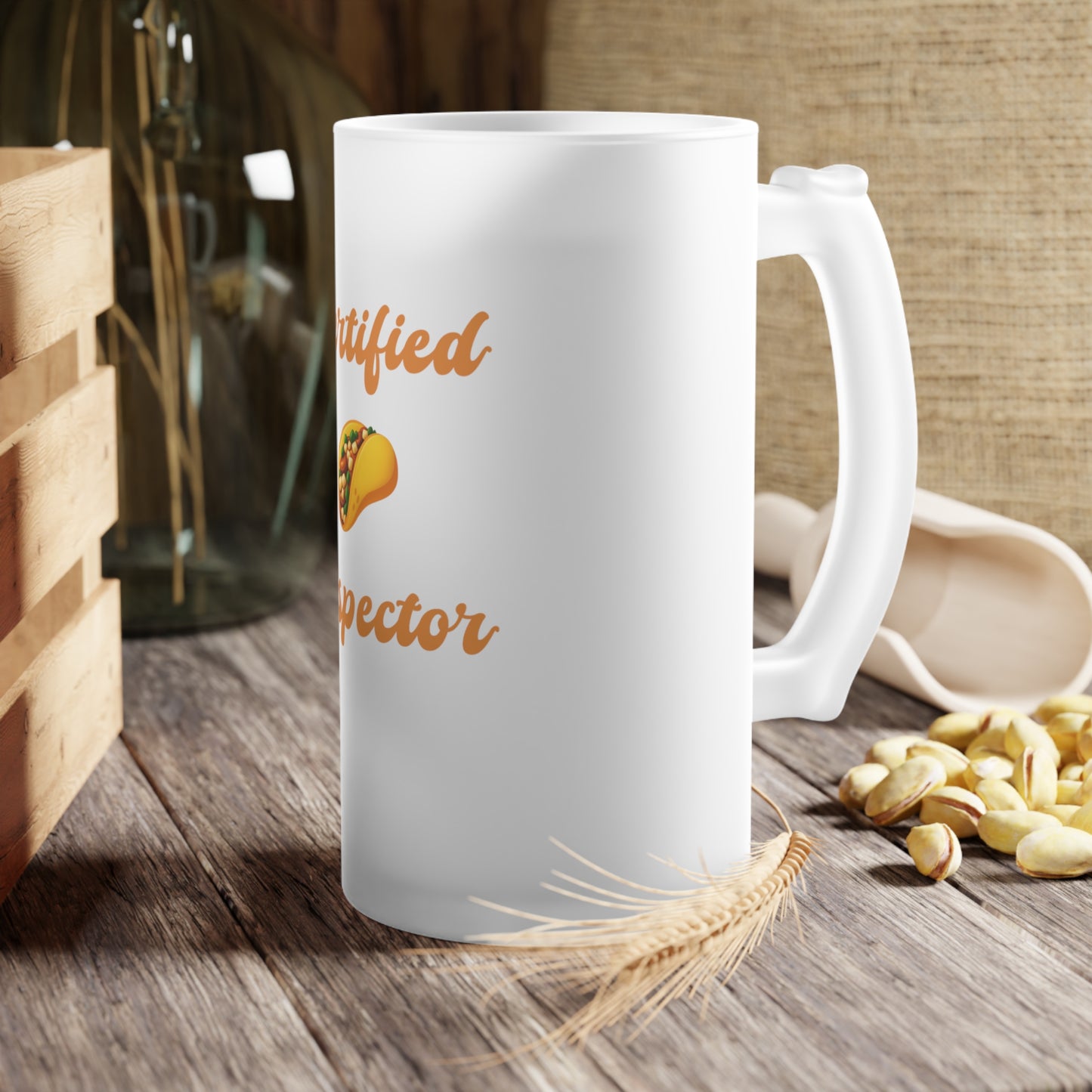 Certified 🌮 Inspector – Frosted Glass Beer Mug 16oz