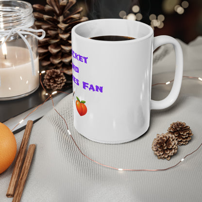 Cricket & Peaches Fan 🏏 🍑 – White Mug 15oz
