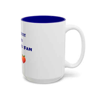 Cricket & Peaches Fan 🏏 🍑 – Two-Tone Accent White-Blue Mug 15oz