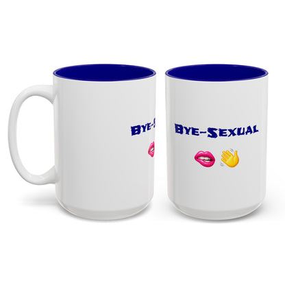 Bye-Sexual 🫦 👋 – Two-Tone Accent White-Blue Mug 15oz