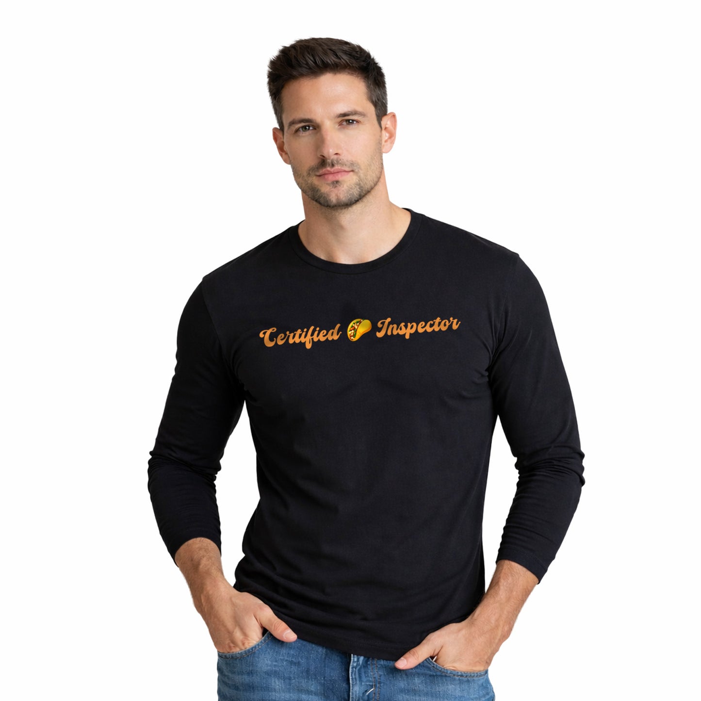 Certified 🌮 Inspector – Men's Long Sleeve Crew Tee