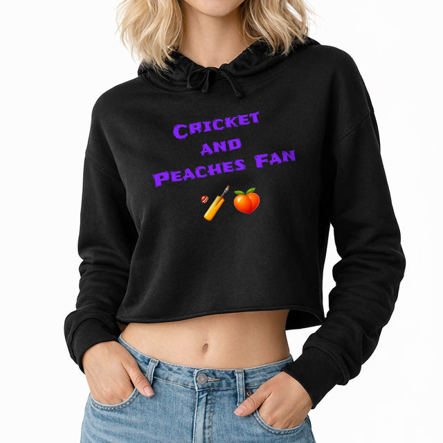 Cricket & Peaches Fan 🏏 🍑 – Crop Hoodie
