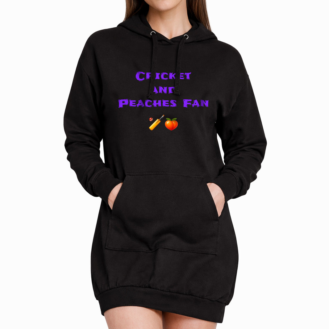 Cricket & Peaches Fan 🏏 🍑 – Premium Adult Hoodie Dress