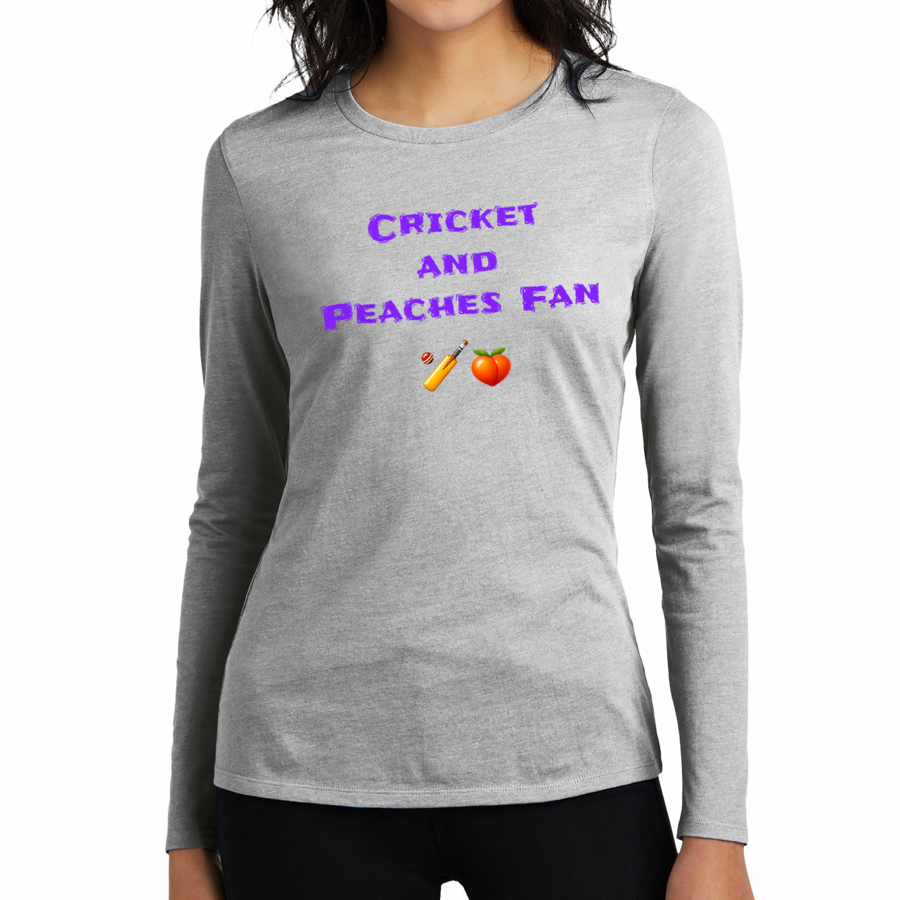 Cricket & Peaches Fan 🏏 🍑 – Women’s Perfect Blend® CVC Long Sleeve Tee