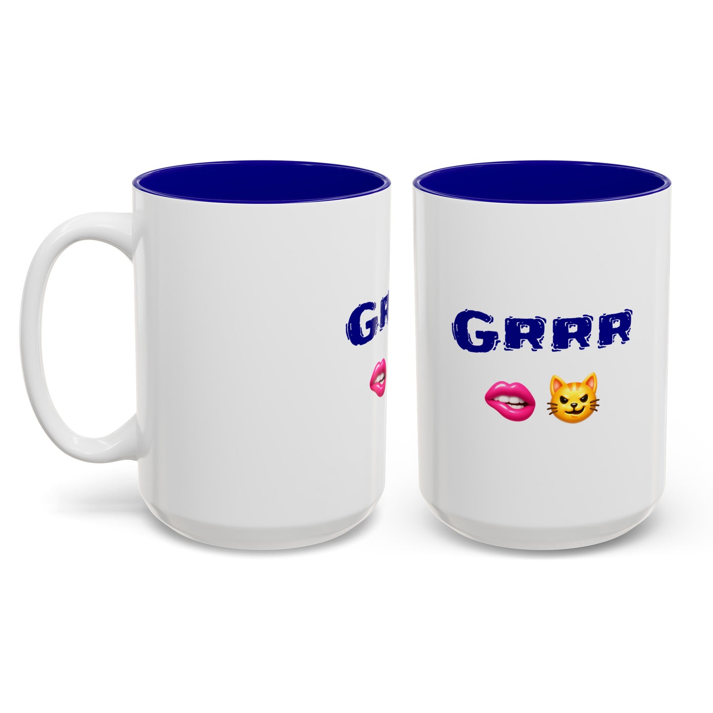 Grrr 🫦 😼 – Two-Tone Accent White-Blue Mug 15oz