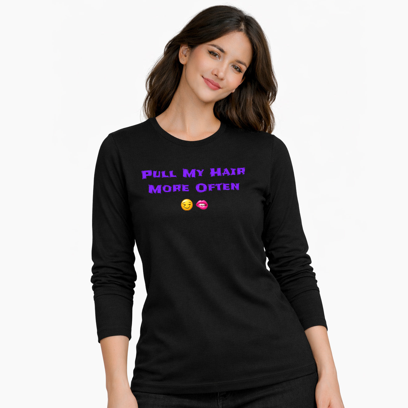 Play Nice With My Hair 🫦 😏 – Women’s Perfect Blend® CVC Long Sleeve Tee