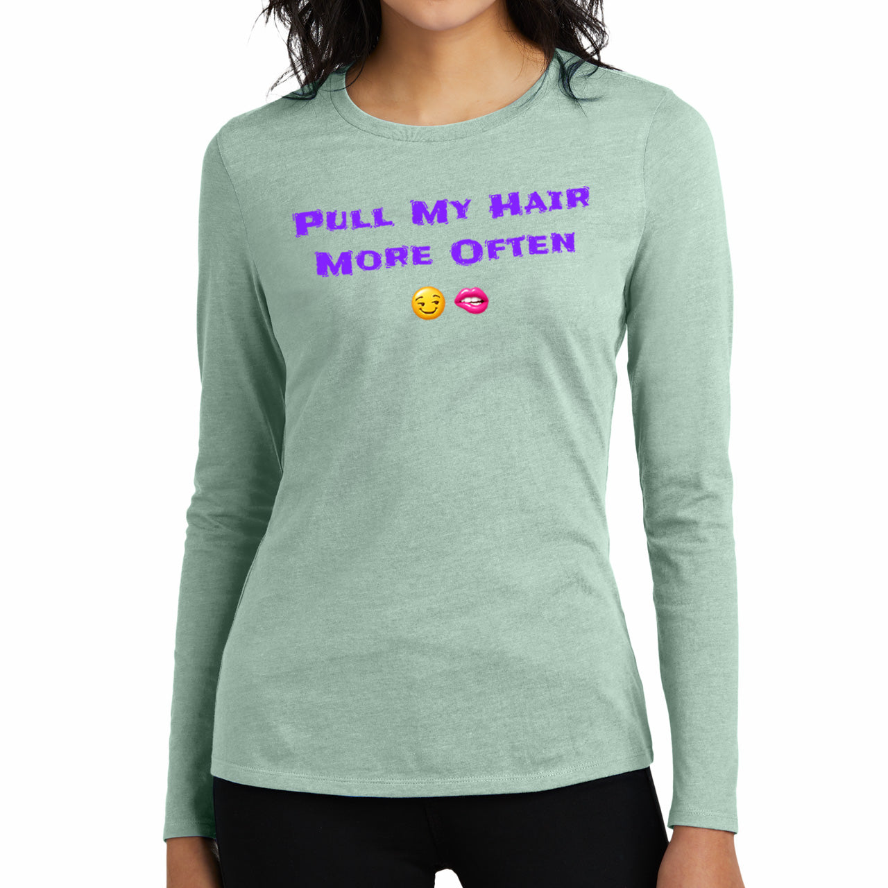 Play Nice With My Hair 🫦 😏 – Women’s Perfect Blend® CVC Long Sleeve Tee