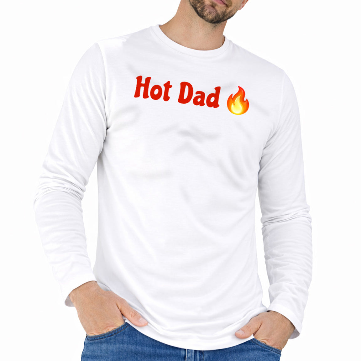 Hot Dad 🔥 – White Classic Long Sleeve T-Shirt