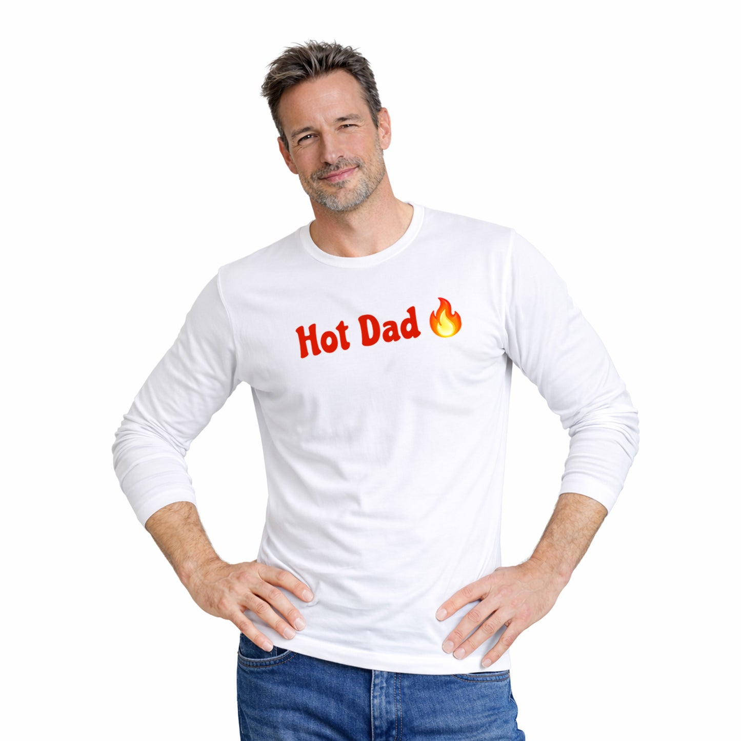 Hot Dad 🔥 – Men's Long Sleeve Crew Tee