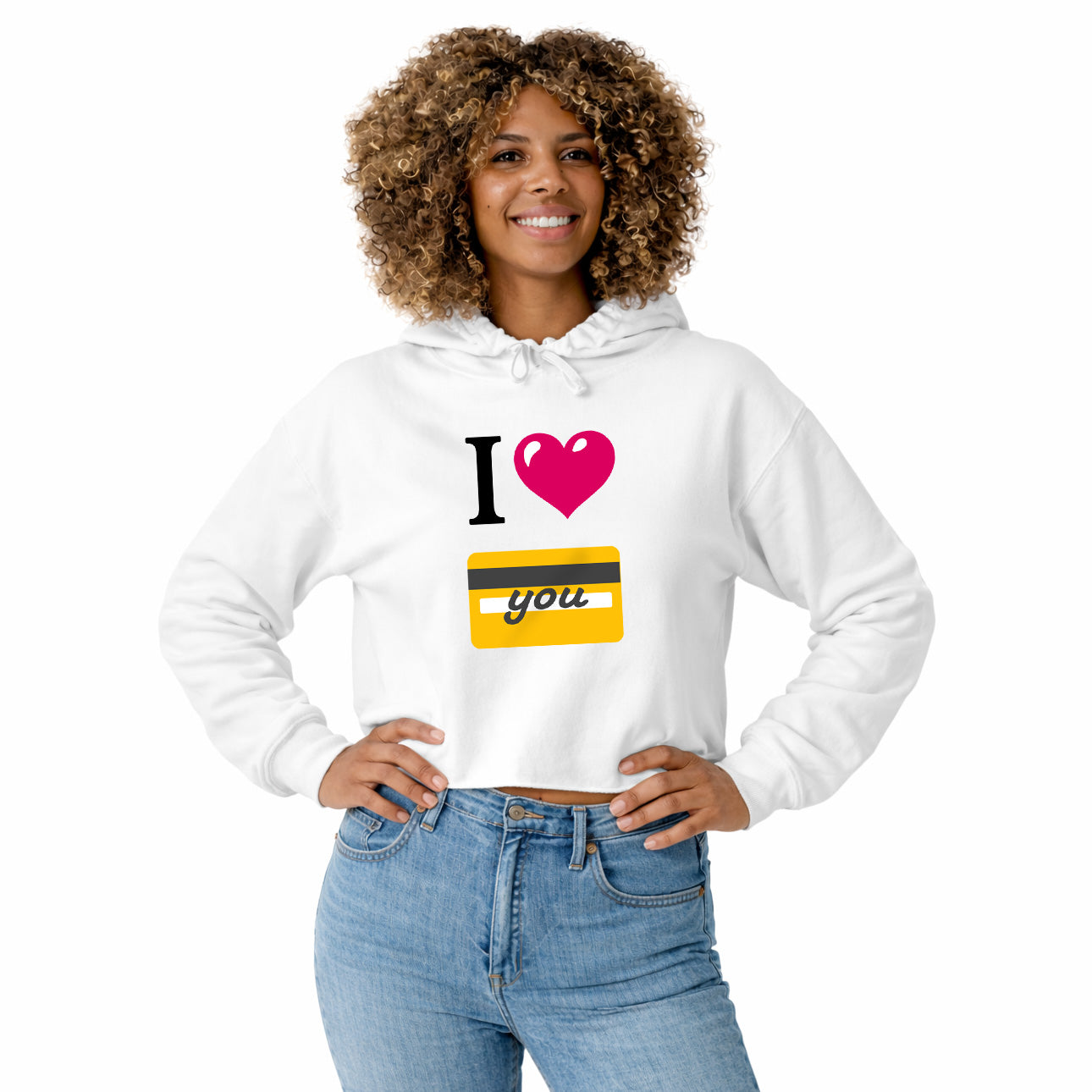 I 🩷 you 💳 – Crop Hoodie