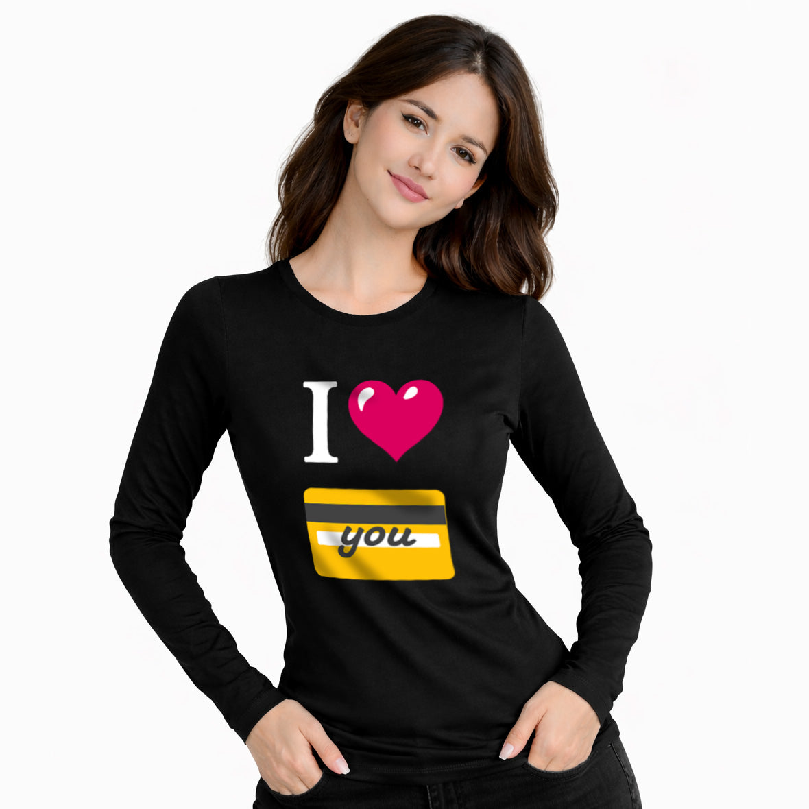 I 🩷 you 💳 – Women’s Perfect Blend® CVC Long Sleeve Tee