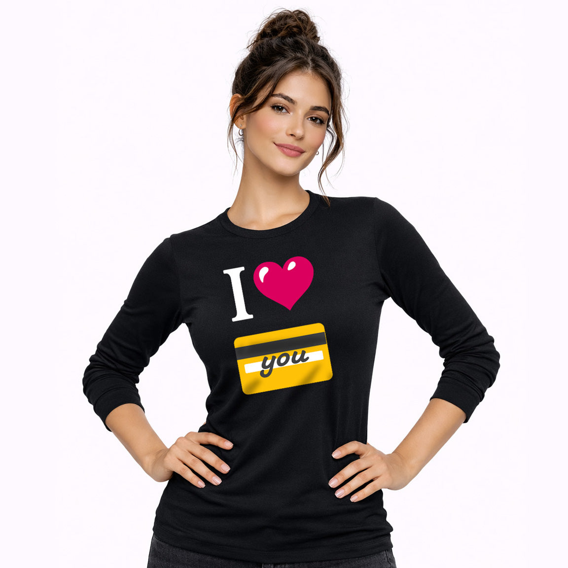 I 🩷 you 💳 – Black Classic Long Sleeve T-Shirt