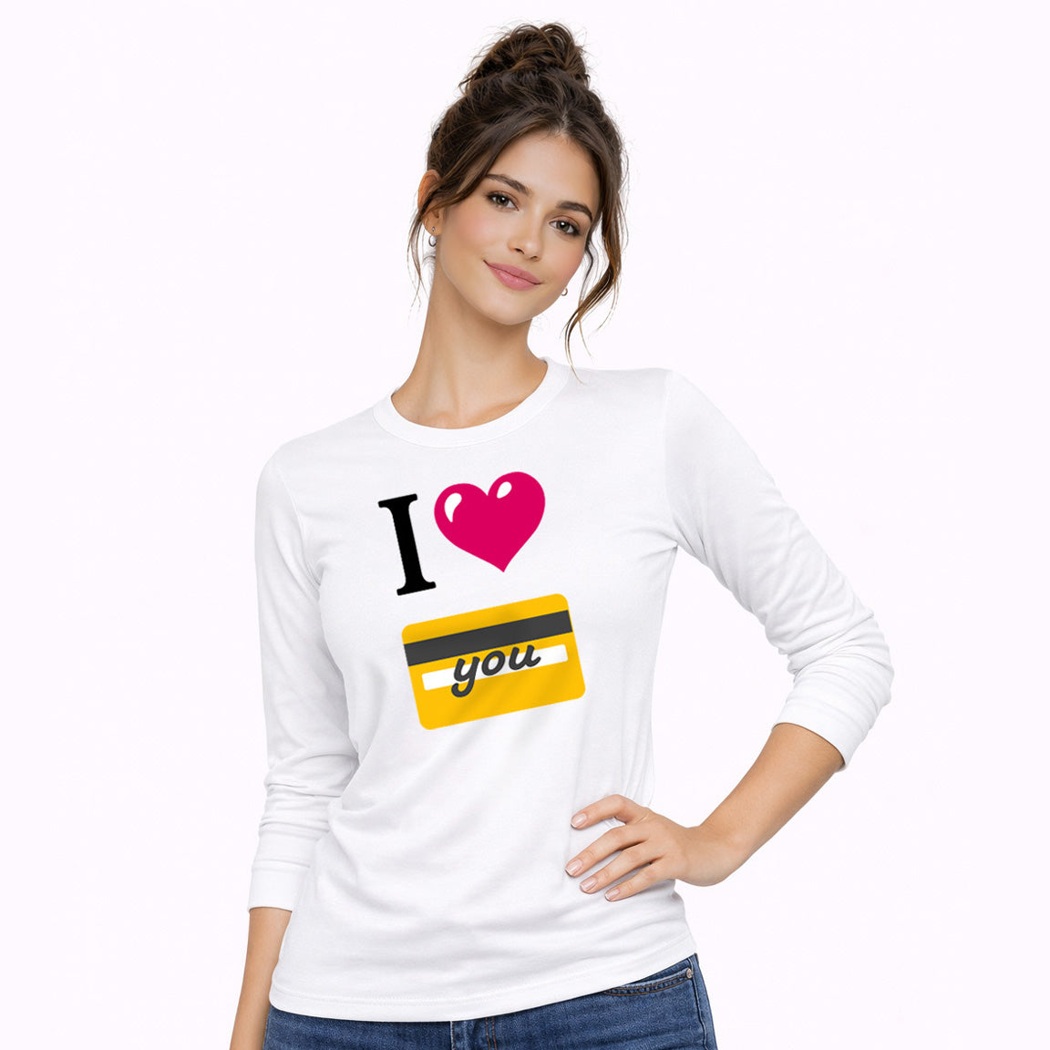 I 🩷 you 💳 – White Classic Long Sleeve T-Shirt