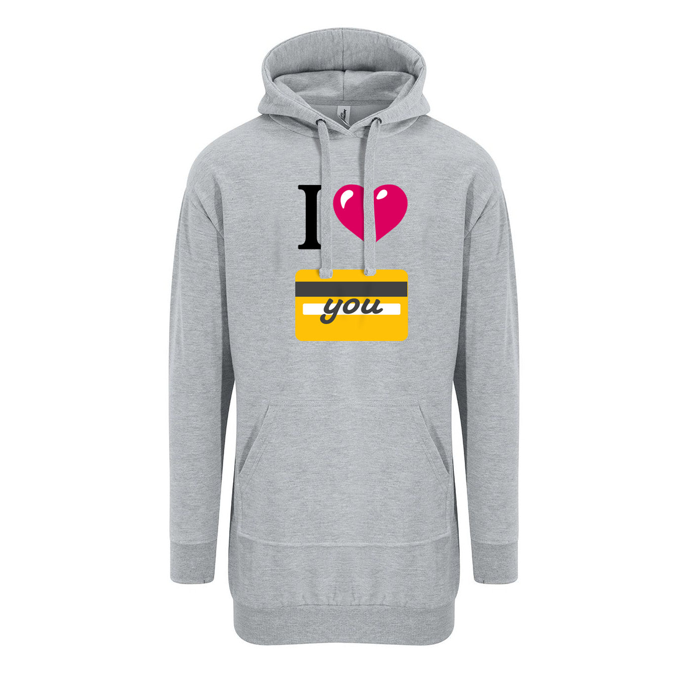 I 🩷 you 💳 – Light Grey Premium Adult Hoodie Dress