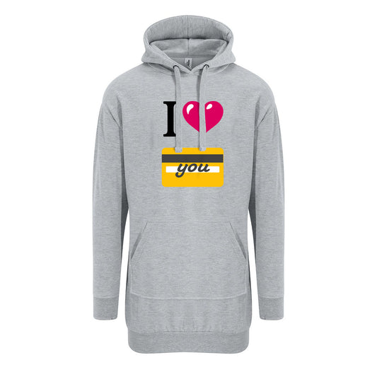 I 🩷 you 💳 – Light Grey Premium Adult Hoodie Dress