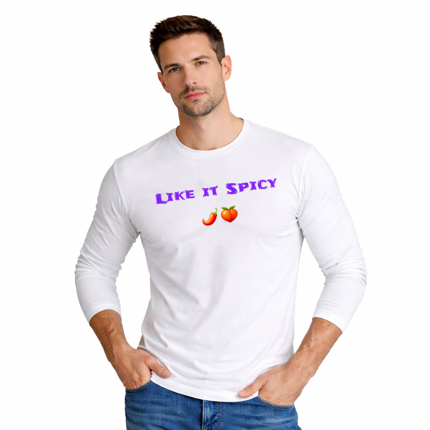Like it Spicy 🌶 🍑 – Men's Long Sleeve Crew Tee