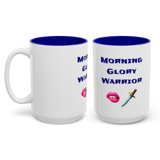 Morning Hero 🫦 🗡 – Two-Tone Accent White-Blue Mug 15oz