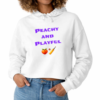 Peachy & Playful 🍑 🏏 – Crop Hoodie