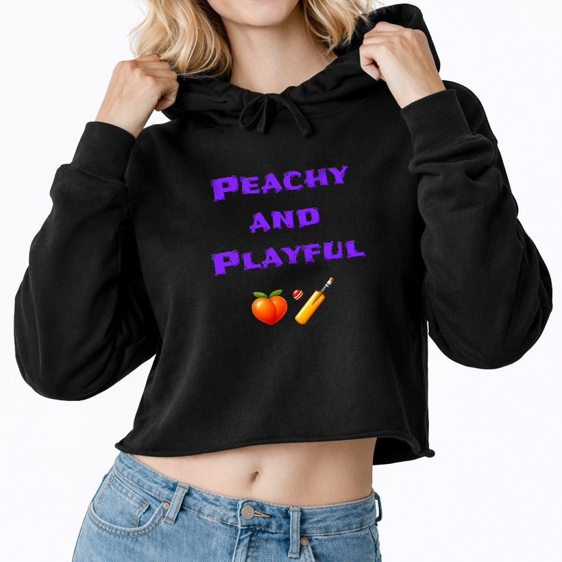 Peachy & Playful 🍑 🏏 – Crop Hoodie