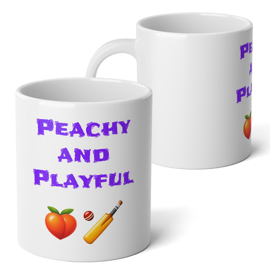 Peachy & Playful 🍑 🏏 – White Jumbo Mug 20oz