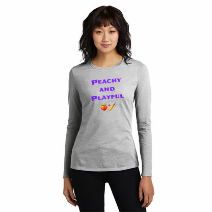 Peachy & Playful 🍑 🏏 – Women’s Perfect Blend® CVC Long Sleeve Tee